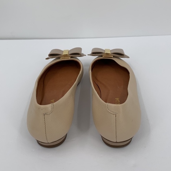 Luz Da Lua pointed toe ballet flat shoe tan cream leather patent bow 36 6 - Picture 5 of 6